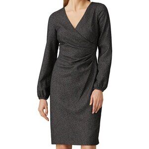 Lauren Ralph Lauren Dress - Women's 4 Gray - Grey Shift V-Neck Faux Wrap